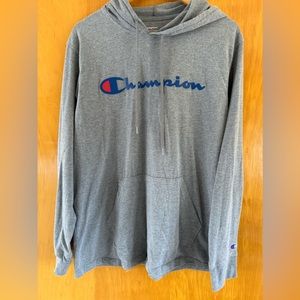 Champion brand grey hooded sweatshirt